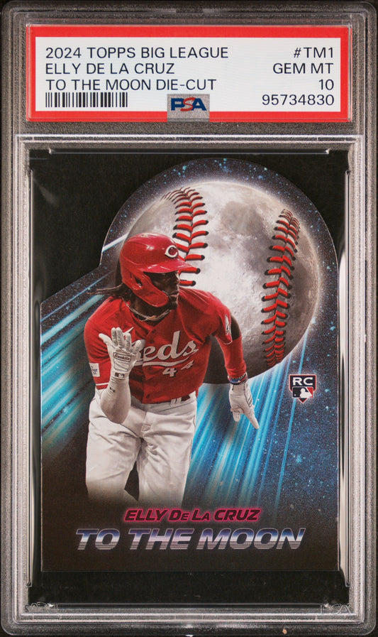 Graded 2024 Topps Big League Elly De La Cruz #TM1 To The Moon Die Cut Rookie RC Baseball Card PSA 10 Gem Mint
