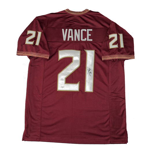 Greedy Vance Autographed Custom Florida State Seminoles Garnett Jersey