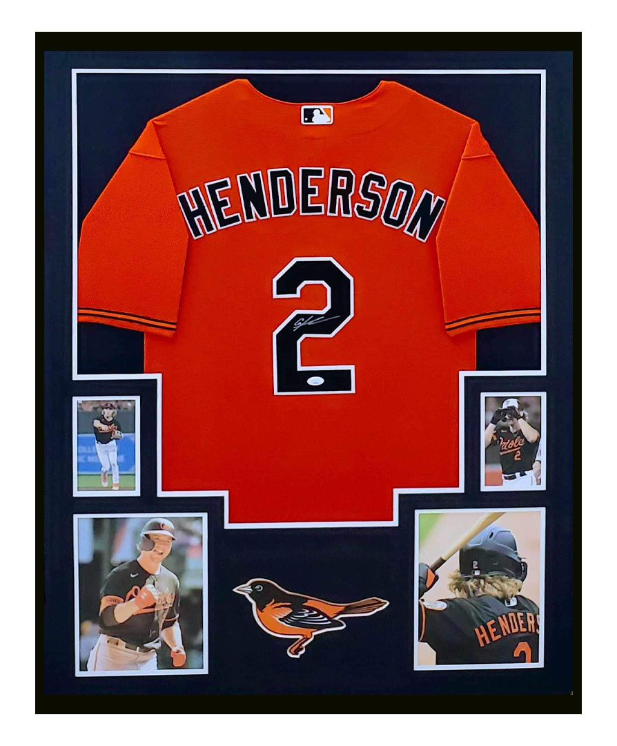 Gunnar Henderson Autographed Jersey Framed Baltimore Orioles 35x43 JSA COA