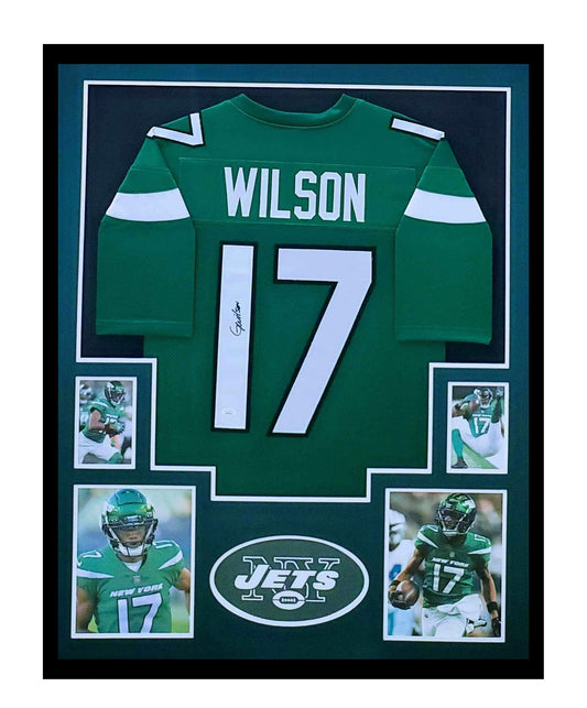 Garrett Wilson Autographed New York Jets Jersey Framed 35x43 Beckett COA