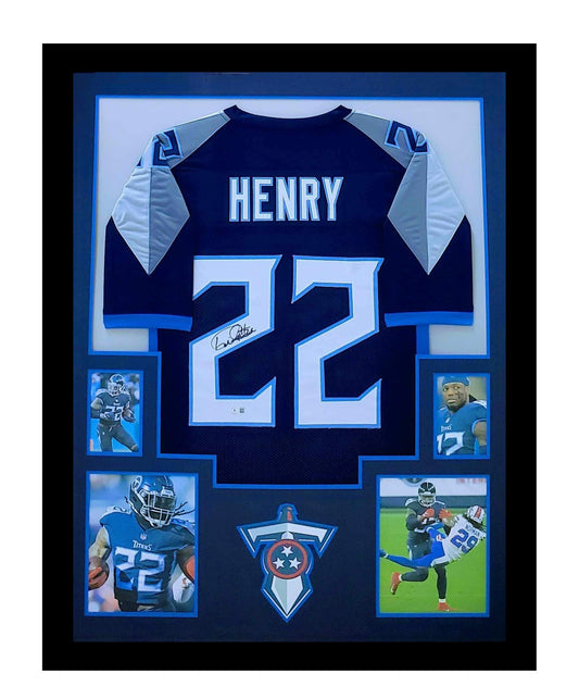 Derrick Henry Autographed Tennessee Titans Jersey Framed 35x43 Beckett COA