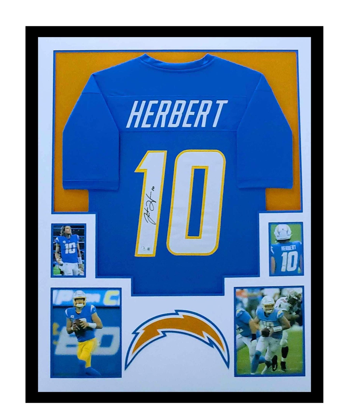 Justin Herbert Autographed Los Angeles Chargers Jersey Framed 35x43 Beckett COA