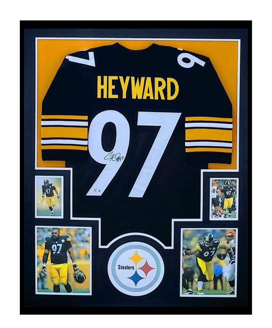 Cam Heyward Autographed Pittsburg Steelers Jersey Framed 35x43 Beckett COA