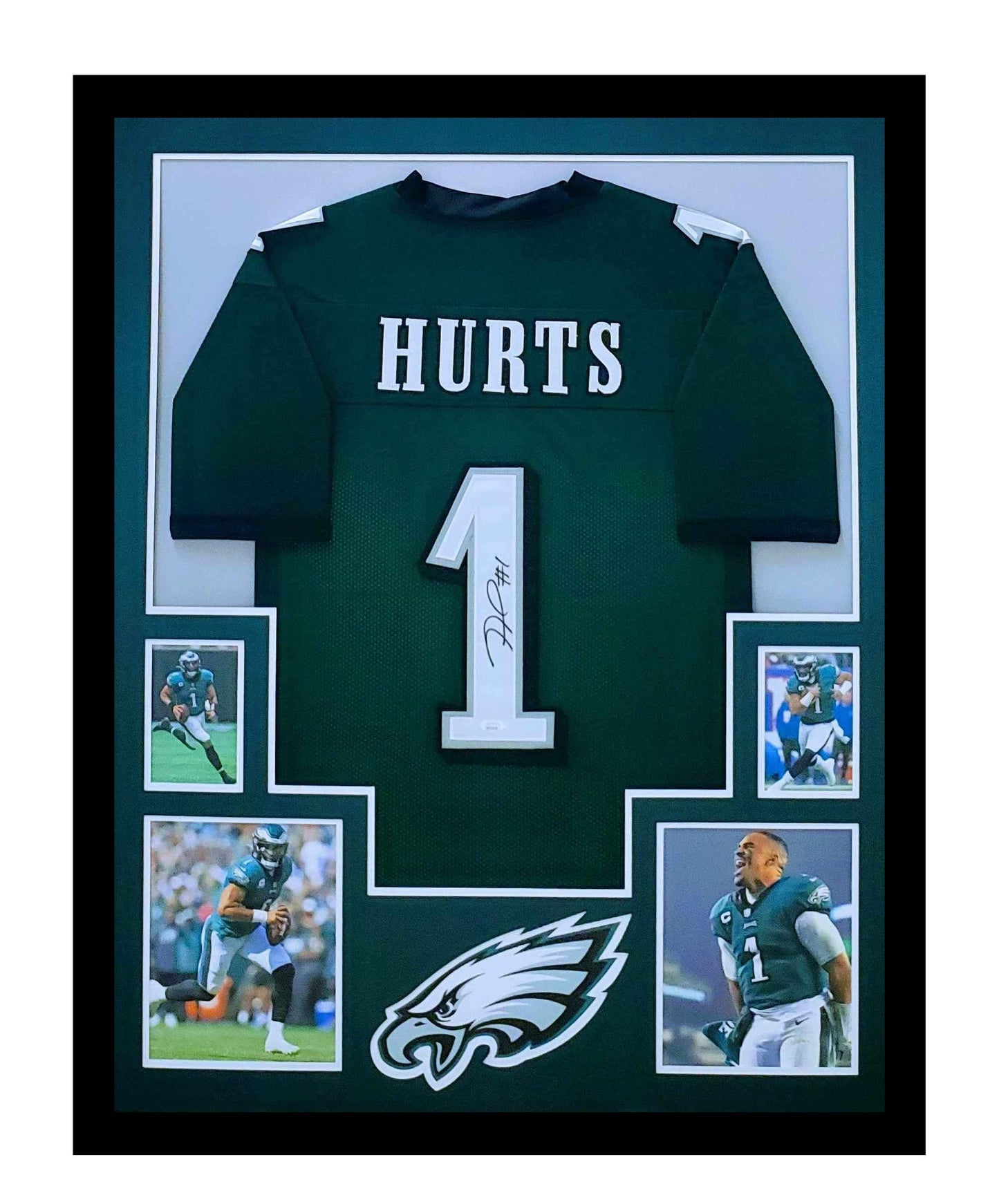 Jalen Hurts Autographed Philadelphia Eagles Jersey Framed 35x43 JSA COA