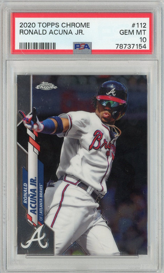 Graded 2020 Topps Chrome Ronald Acuna Jr. #112 Baseball Card PSA 10 Gem Mint