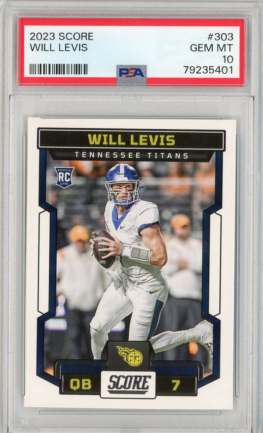 Graded 2023 Panini Score Will Levis #303 Rookie RC Football Card PSA 10 Gem Mint