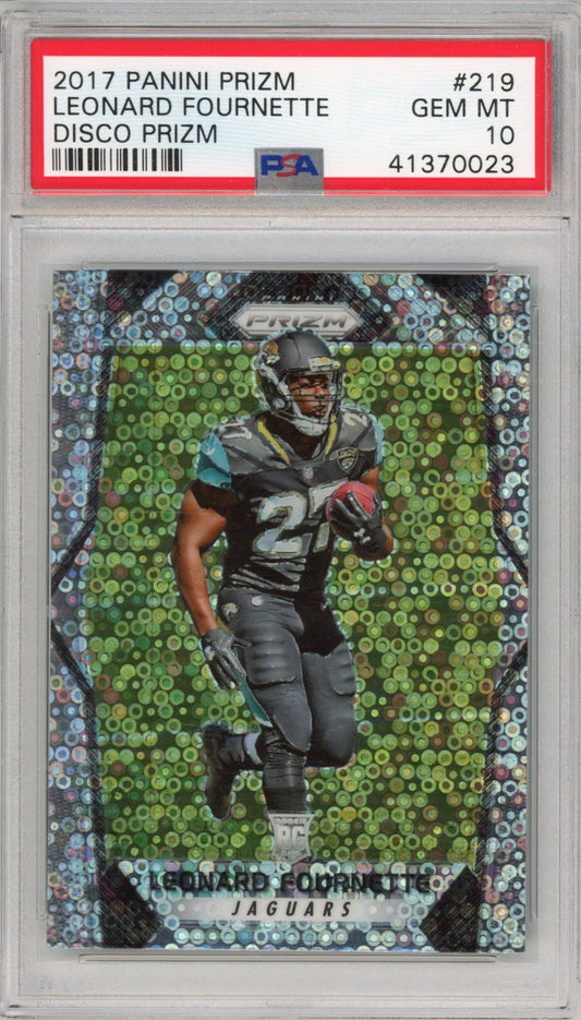Graded 2017 Panini Prizm Leonard Fournette #219 Disco Rookie RC Football Card PSA 10 Gem Mint