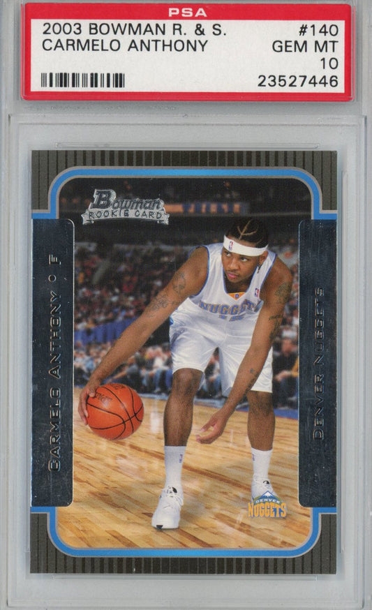 Graded 2003-04 Bowman Rookies & Stars Carmelo Anthony #140 Rookie RC Basketball Card PSA 10 Gem Mint