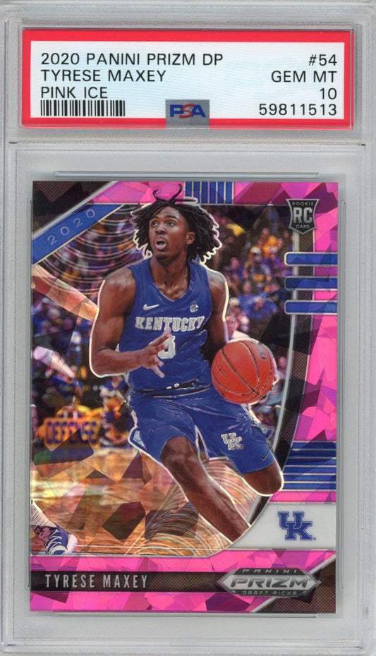 Graded 2020-21 Panini Prizm DP Draft Picks Tyrese Maxey #54 Pink Ice Rookie RC Basketball Card PSA 10 Gem Mint