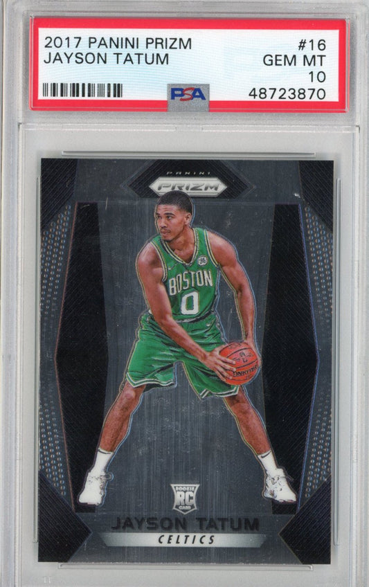 Graded 2017-18 Panini Prizm Jayson Tatum #16 Rookie RC Basketball Card PSA 10 Gem Mint