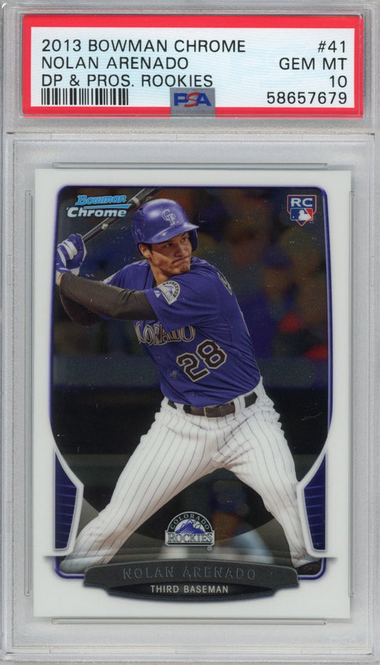 Graded 2013 Bowman Chrome Draft Picks & Prospects Nolan Arenado #41 Rookie RC Baseball Card PSA 10 Gem Mint