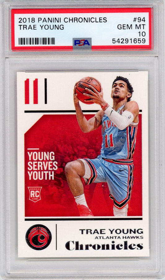 Graded 2018-19 Panini Chronicles Trae Young #94 Rookie RC Basketball Card PSA 10 Gem Mint