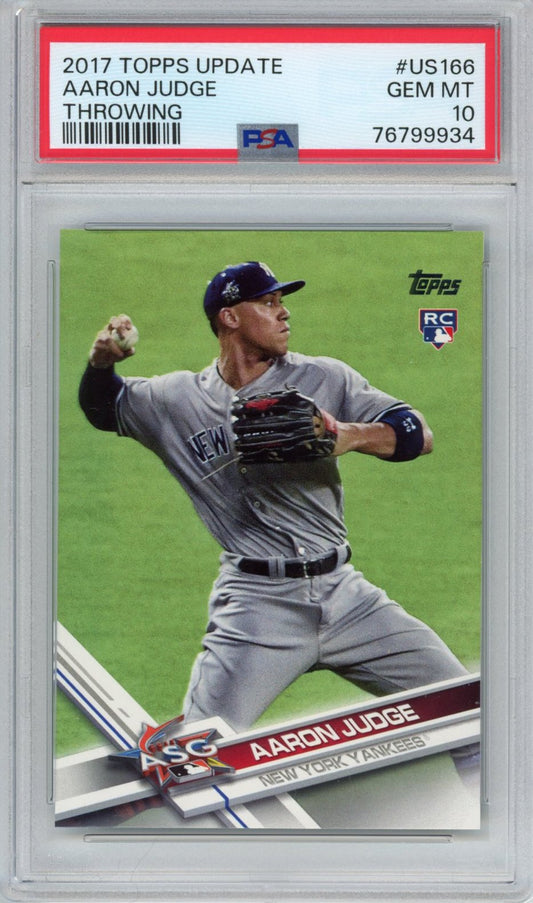 Graded 2017 Topps Update Aaron Judge #US166 Throwing Rookie RC Baseball Card PSA 10 Gem Mint