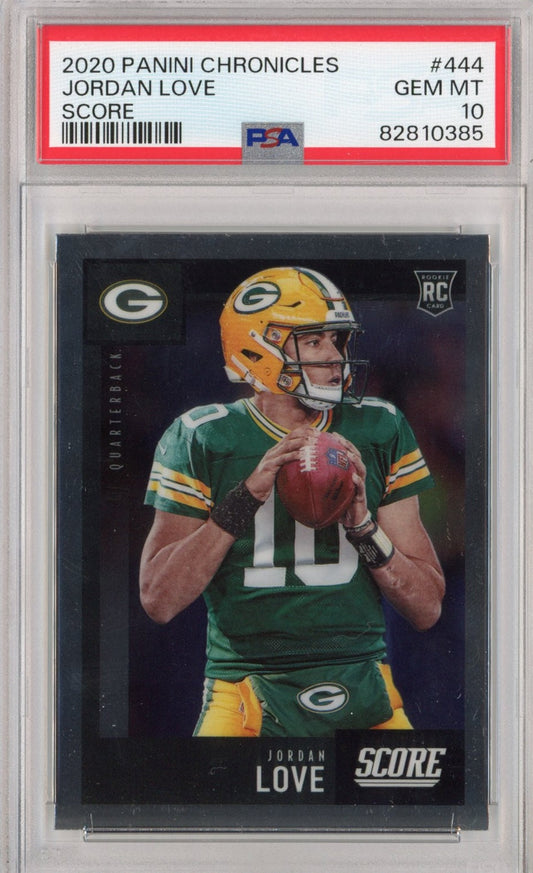 Graded 2020 Panini Chronicles Jordan Love #444 Score Rookie RC Football Card PSA 10 Gem Mint