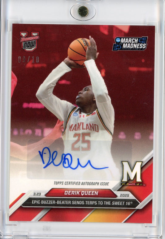 2024 Topps Bowman U Now Derik Queen #98A Red Auto /10 Rookie RC Basketball Card