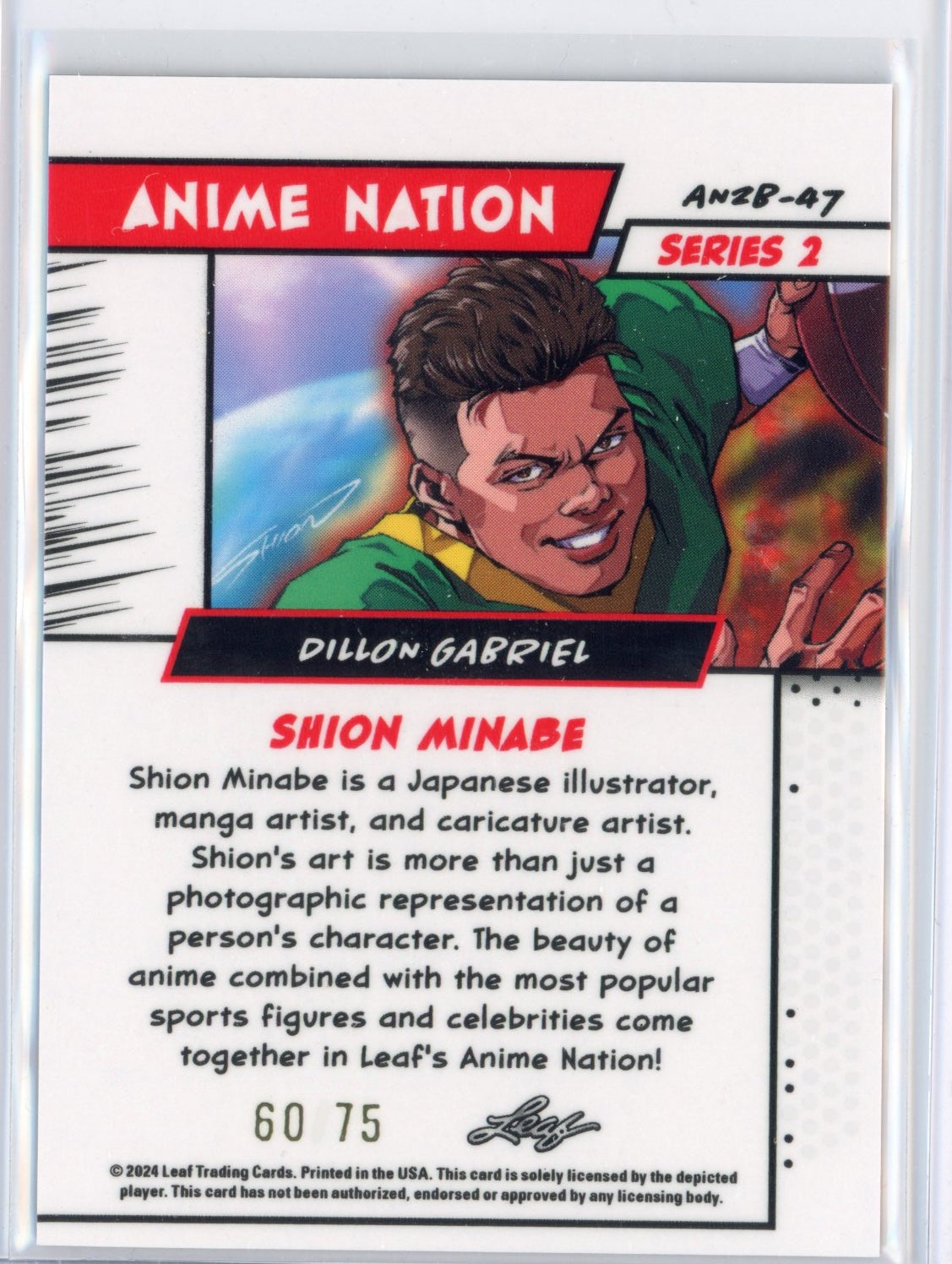 2025 Leaf Web Exclusives Anime Nation Dillion Gabriel #47 Blue /75 Rookie RC Football Card