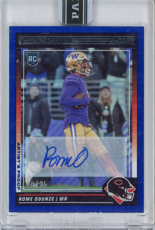 2024 Panini Score Rome Odunze #309 Artists Proof Auto /35 Rookie RC Football Card
