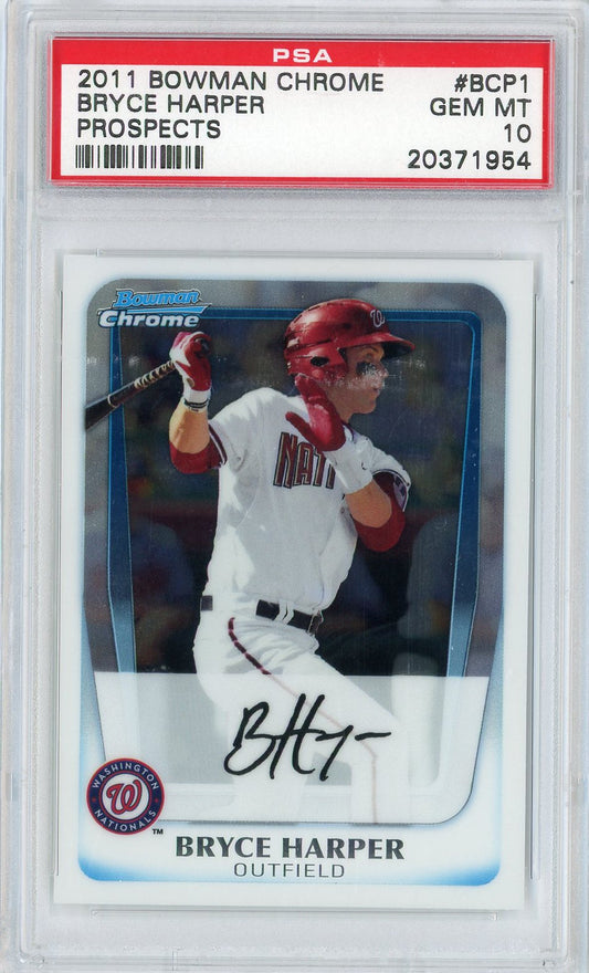 Graded 2011 Bowman Chrome Prospects Bryce Harper #BCP1 Rookie RC Baseball Card PSA 10 Gem Mint