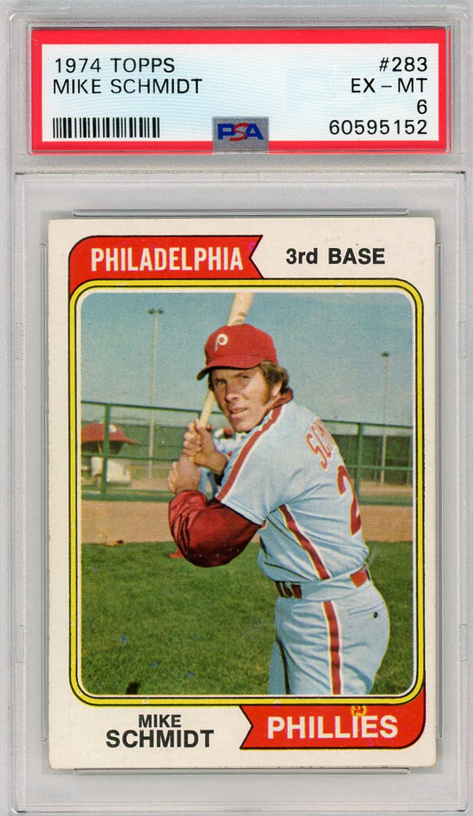 Graded 1974 Topps Mike Schmidt #283 2nd Year Baseball Card PSA 6 EX-MT