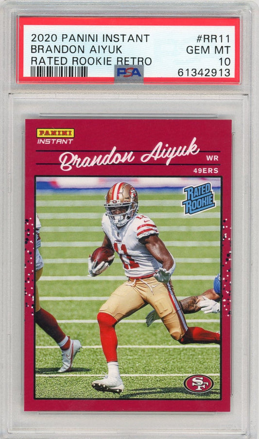 Graded 2020 Panini Instant Brandon Aiyuk #RR11 Rated Rookie Retro Rookie RC Football Card PSA 10 Gem Mint