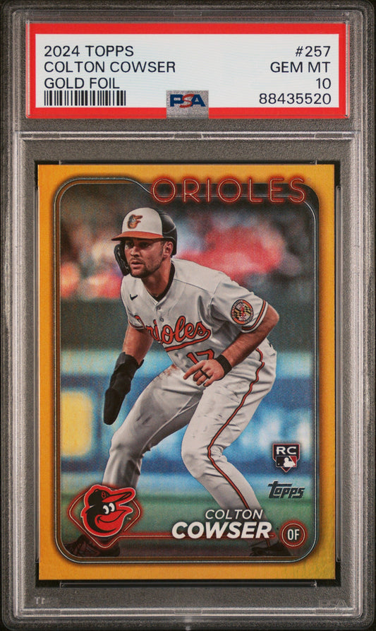 Graded 2024 Topps Colton Cowser #257 Gold Foil Rookie RC Baseball Card PSA 10 Gem Mint