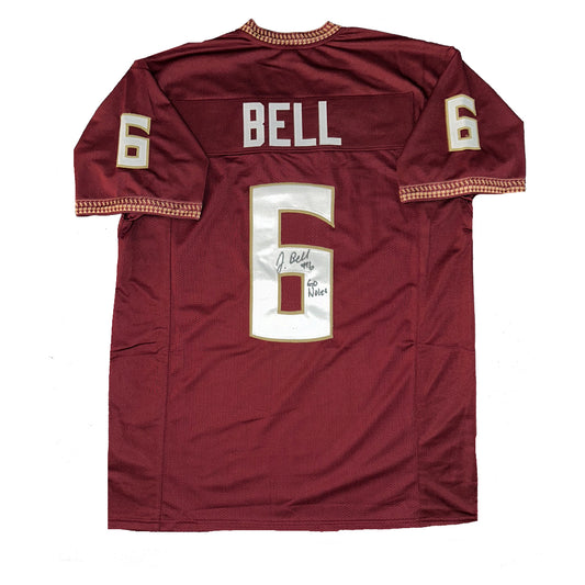 Jaheim Bell Autographed Custom Florida State Seminoles Garnett Jersey "Go Noles" JSA COA