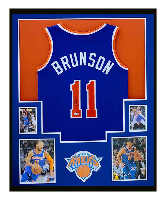 Jalen Brunson Autographed Jersey Framed 35x43 New York Knicks Beckett COA