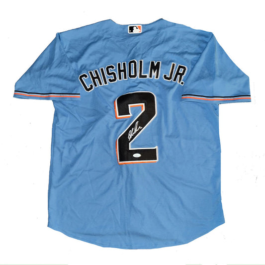 Jazz Chisholm Jr Autographed Miami Marlins Blue Jersey JSA COA