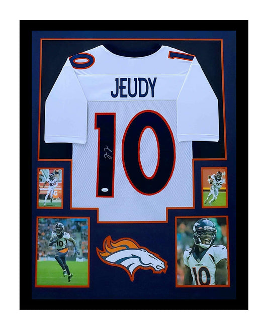 Jerry Jeudy Autographed Denver Broncos Jersey Framed 35x43 JSA COA