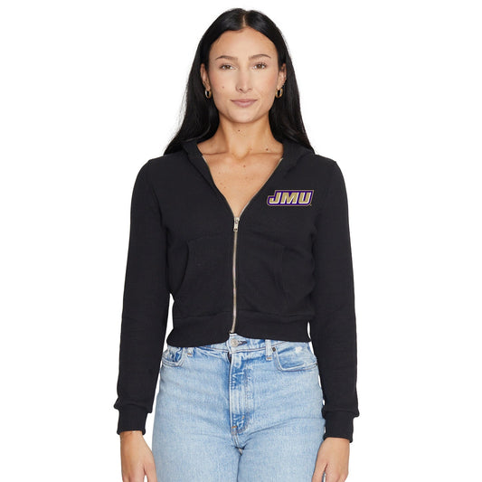JMU Waffle Knit Zip Up Hoodie