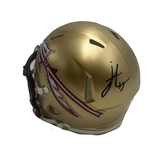 Jordan Travis & Trey Benson Autographed Florida State Mini Helmet