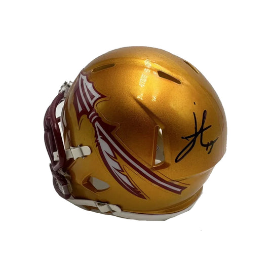 Jordan Travis & Trey Benson Autographed Florida State Mini Helmet