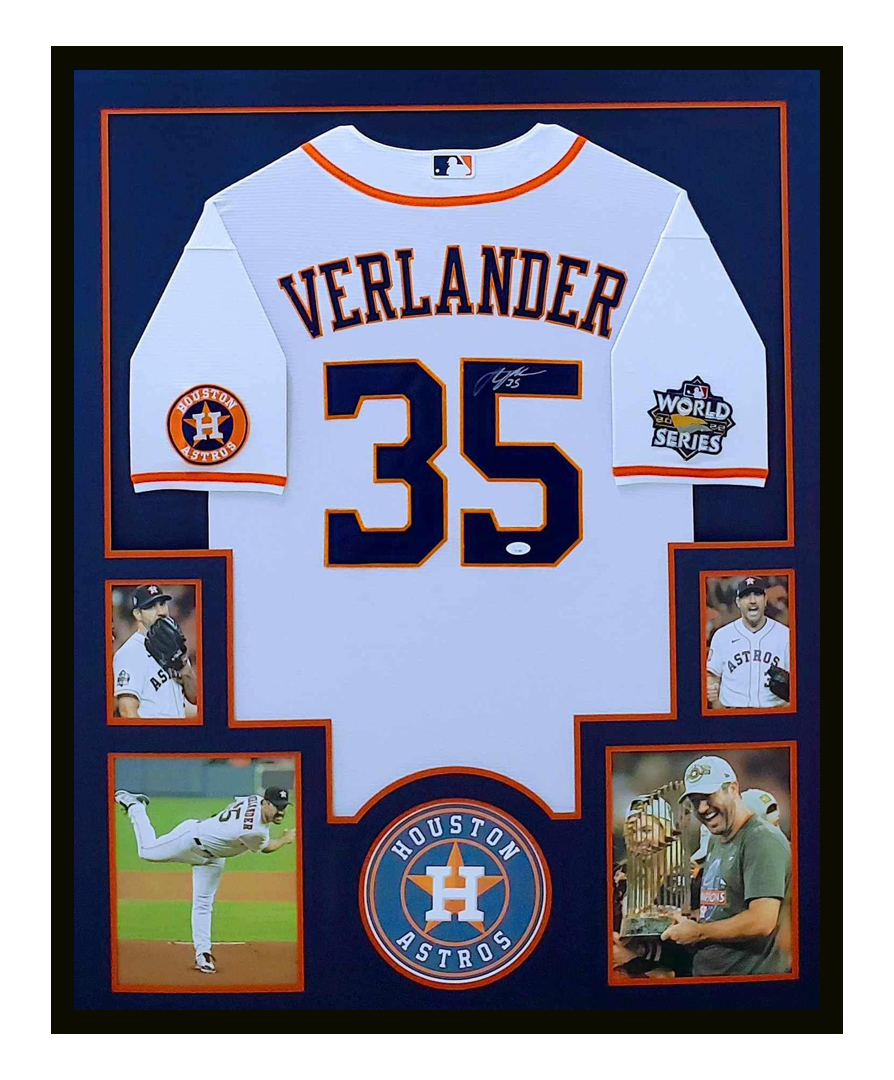 Justin Verlander Autographed Jersey Framed Houston Astros 35x43 JSA COA