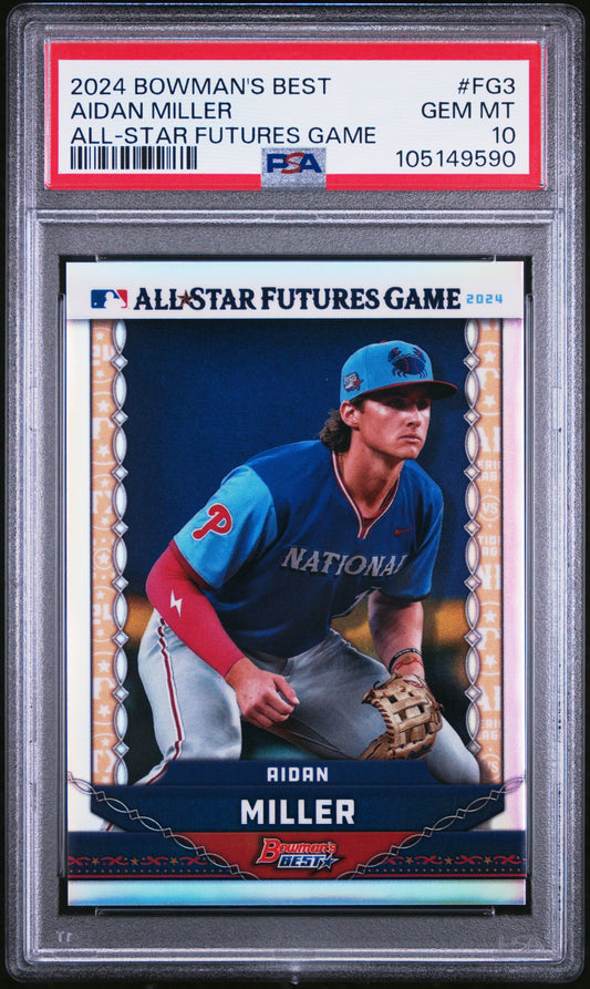 Graded 2024 Topps Bowmans Best Aidan Miller #FG3 All Star Futures Game Rookie RC Baseball Card PSA 10 Gem Mint