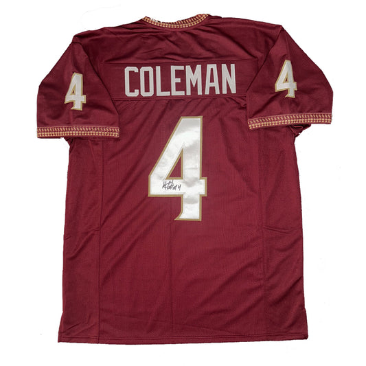 Keon Coleman Autographed Custom Florida State Seminoles Garnett Jersey