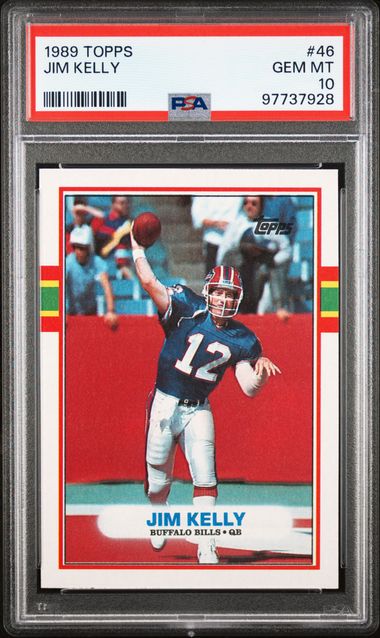 Graded 1989 Topps Jim Kelly #46 Football Card PSA 10 Gem Mint