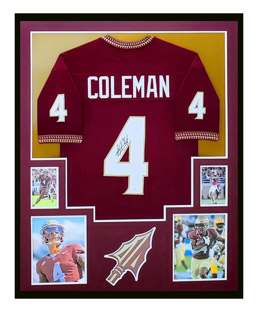 Keon Coleman Autographed FSU Florida State Seminoles Jersey Framed 35x43 JSA COA