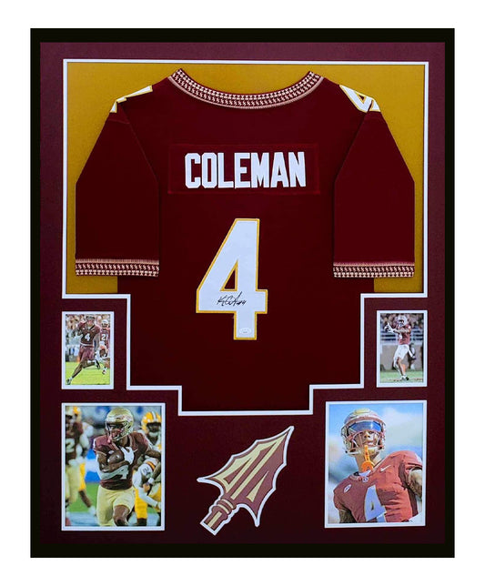 Keon Coleman Autographed FSU Florida State Seminoles Jersey Framed 35x43 JSA COA