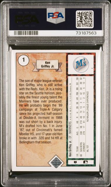 Graded 1989 Upper Deck Star Rookie Ken Griffey Jr. #THEKID Rookie RC Baseball Card PSA 7 NM