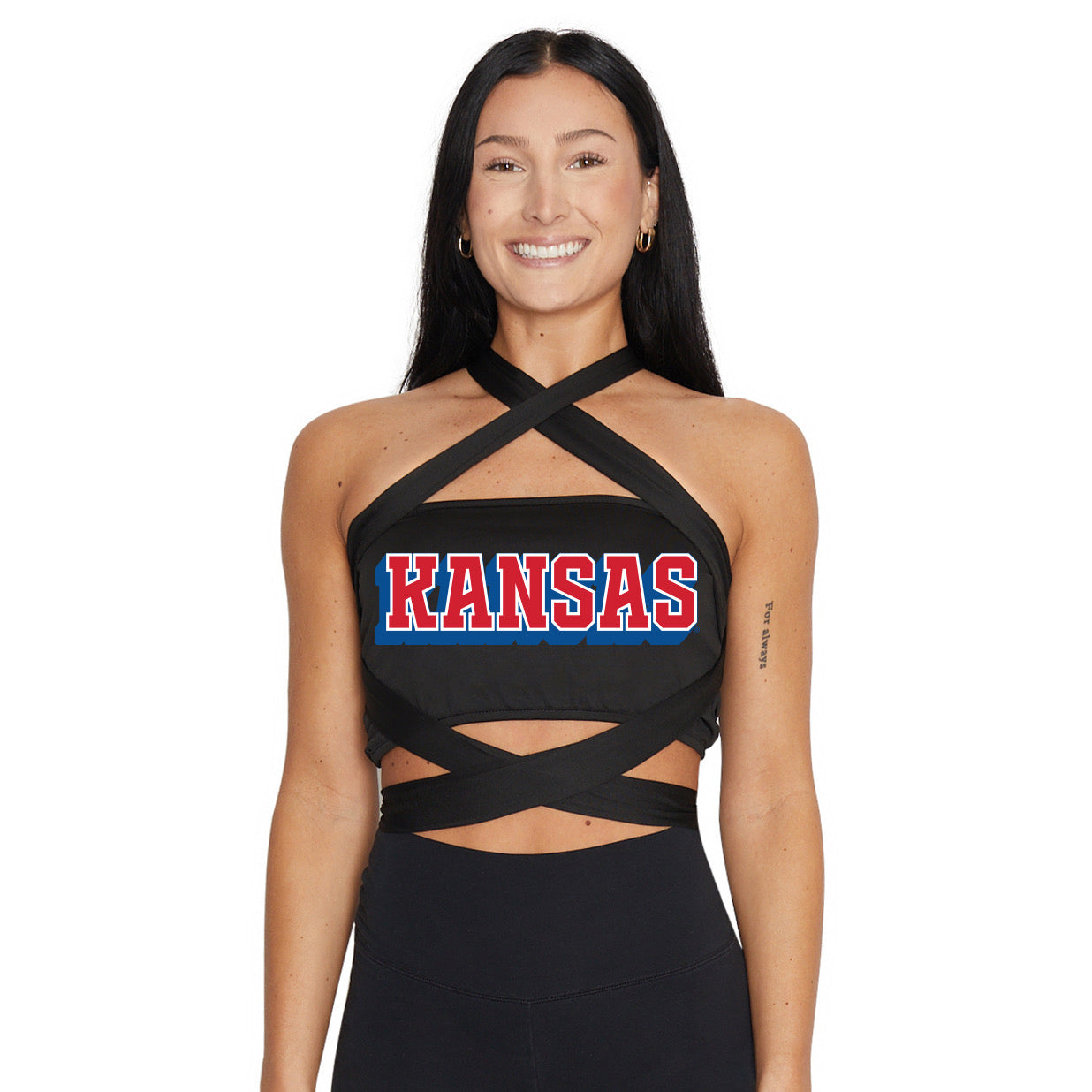 Kansas Jayhawks Black Multi Way Bandeau Top
