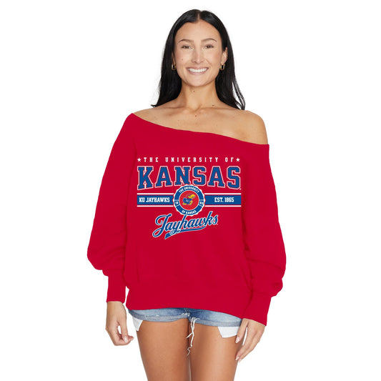 Kansas Jayhawks Off the Shoulder Sweatshirt
