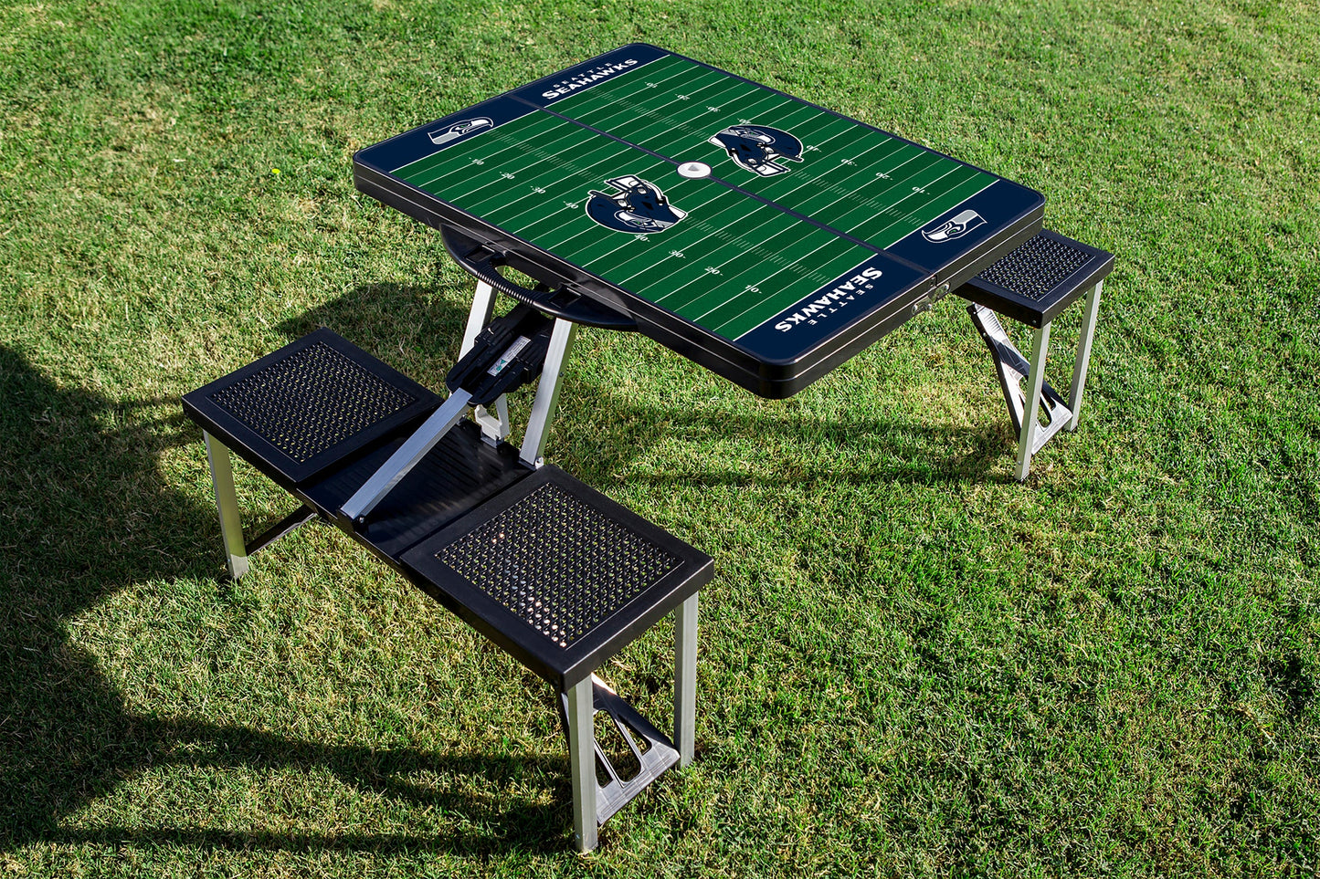 Seattle Seahawks Football Field - Picnic Table Portable Folding Table with Seats