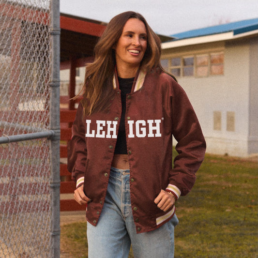 Lehigh Satin Letterman Bomber Jacket
