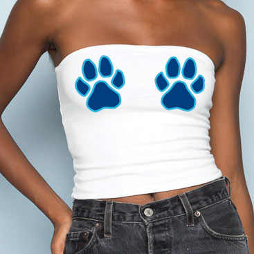 Navy & Light Blue Paws Tube Top