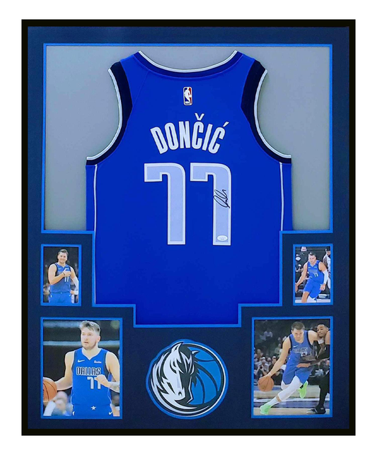 Luka Doncic Autographed Mavs Jersey Framed 35x43 Dallas Mavericks