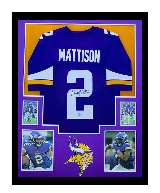 Alex Mattison Autographed Minnesotta Vikings Jersey Framed 35x43 Beckett COA