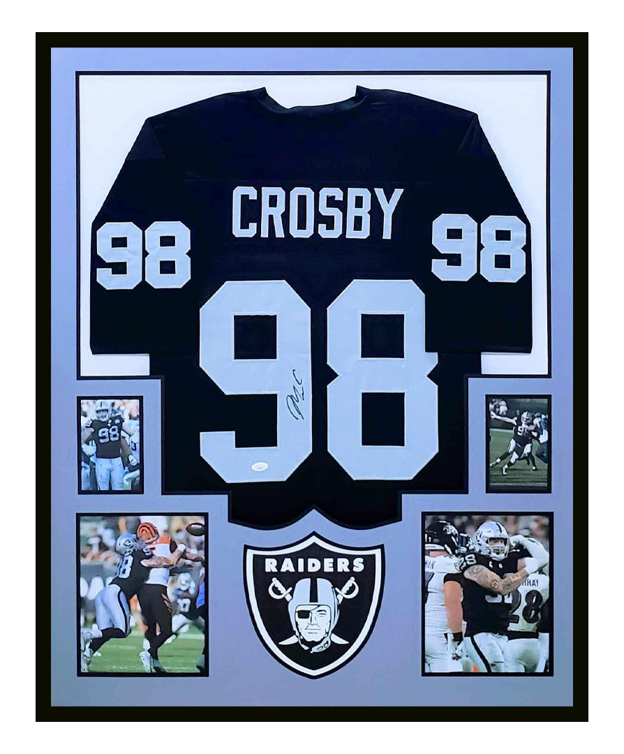 Maxx Crosby Autographed Las Vegas Raiders Jersey Framed 35x43 JSA COA