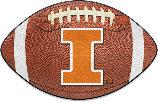 University of Illinois Fighting Illini Floor Mat Area Rug, 20x32 Inch, Non-Skid Backing, Football Design