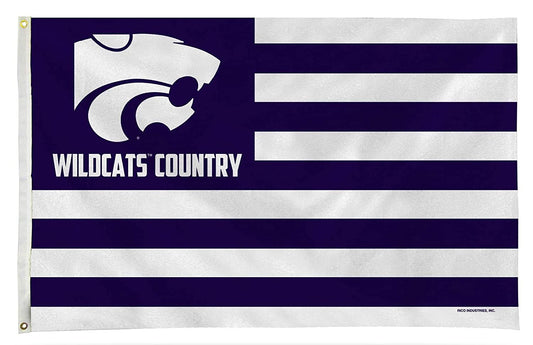 Kansas State University Wildcats Premium 3x5 Feet Flag Banner, Stripes Design, Metal Grommets, Outdoor Use, Single Sided
