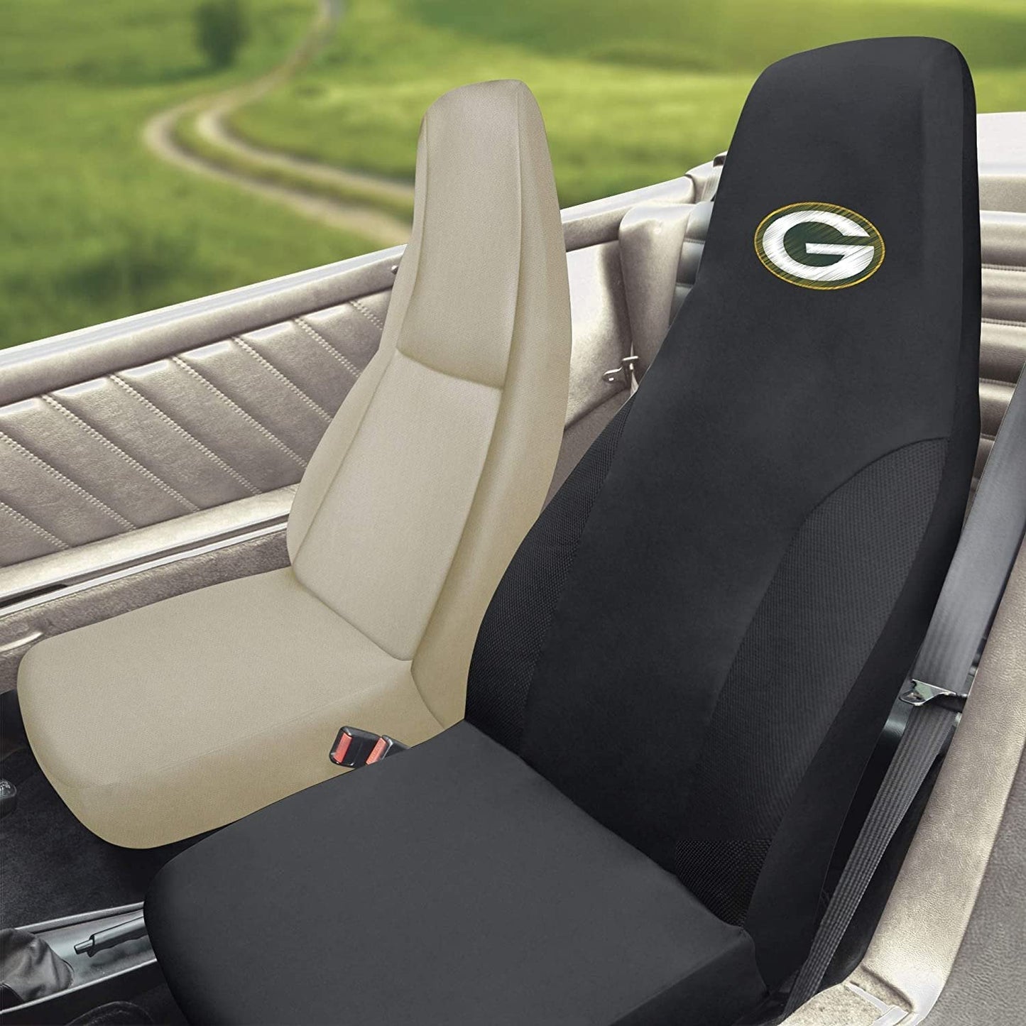 FANMATS NFL Green Bay Packers Embroidered Seat Cover, Black, 20"x48"